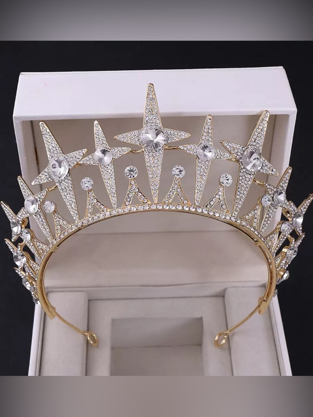 Gold Crystal Star Tiara Headband - Women Accessories